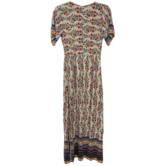 Urban Romantics Maxi Dress Floral Bohemian Boho Short Sleeve V Neck Rayon Small - Picture 4 of 5